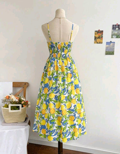 Amalfi Lemon Twist Midi Dress Mensa