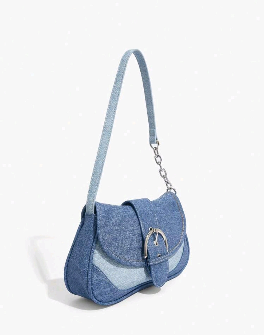 Elena Two Tone Denim Flap Shoulder Bag Mensa