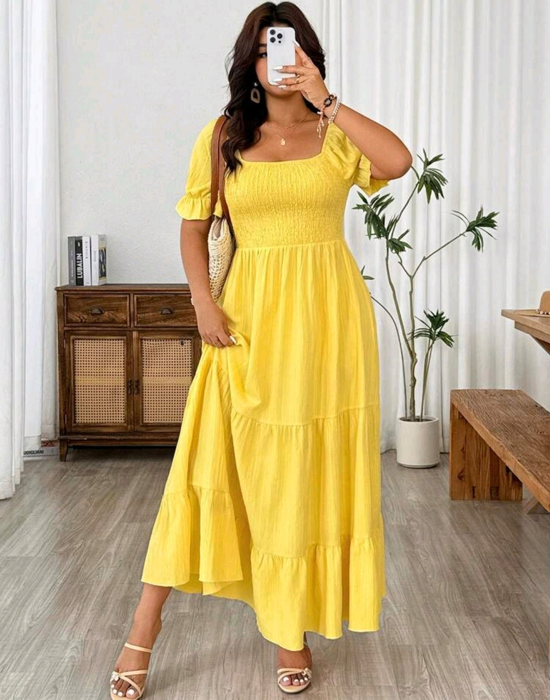 Sophie Smocked Square Neck Tiered Maxi Dress Summer Mensa