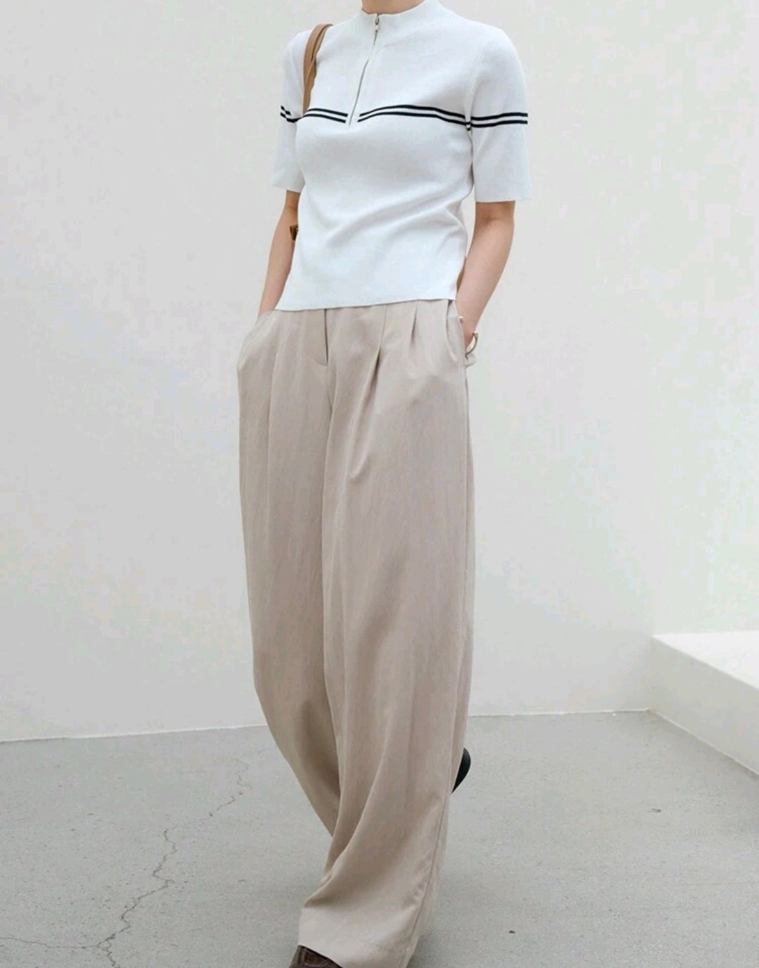 Mira Mock Neck Half Zip Knit Top Mensa