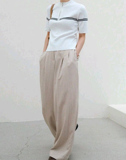 Mira Mock Neck Half Zip Knit Top Mensa