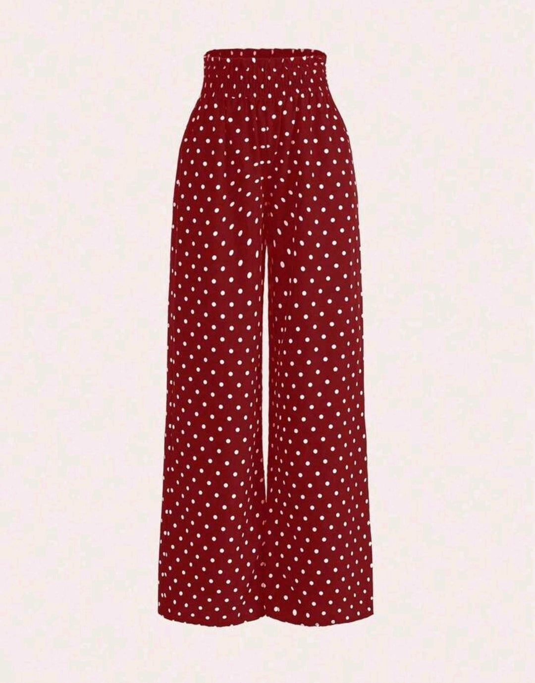 Polka Dot Smocked Wide Leg Pants Summer Mensa