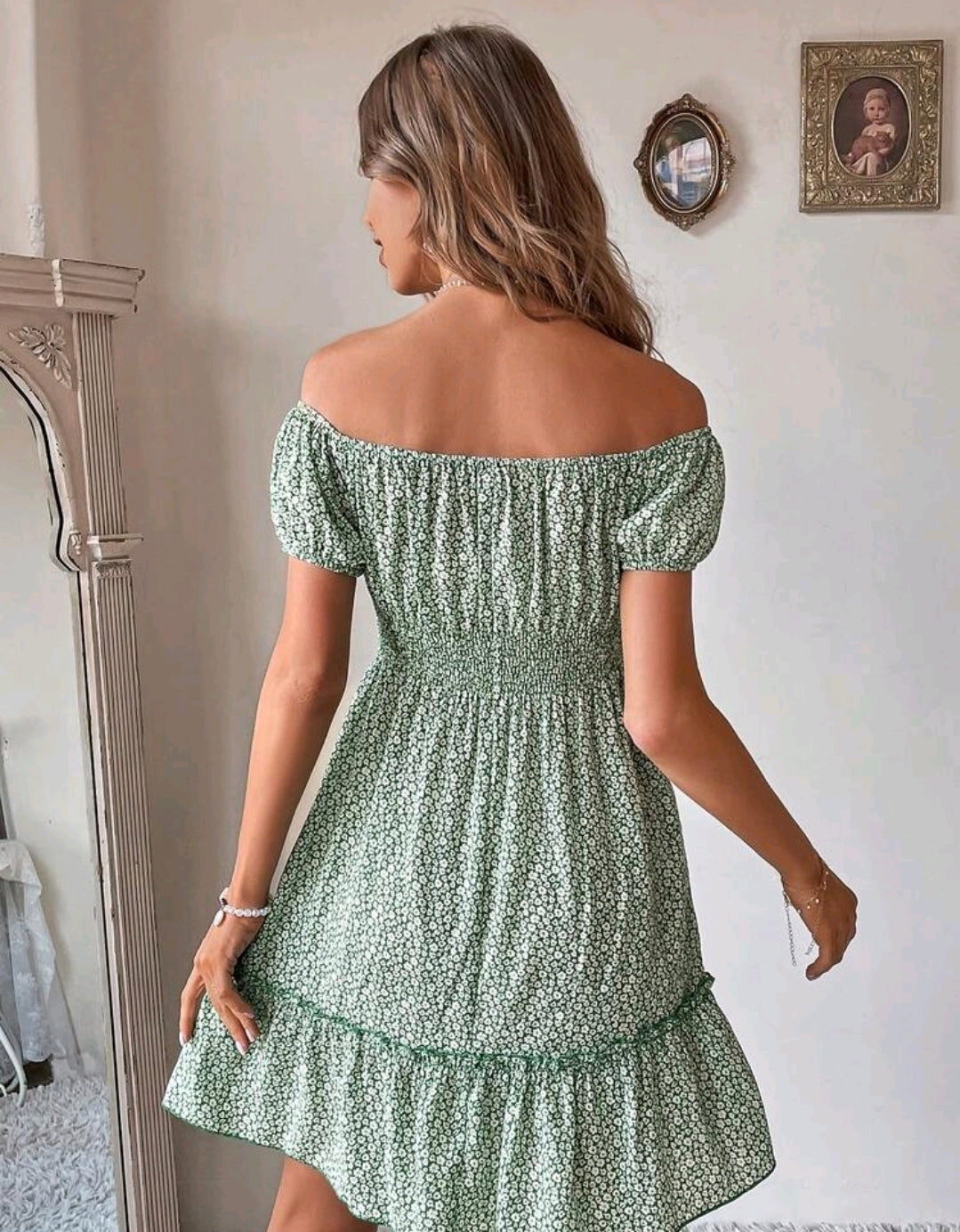 Ava Floral Off Shoulder Smocked Mini Dress Summer Mensa