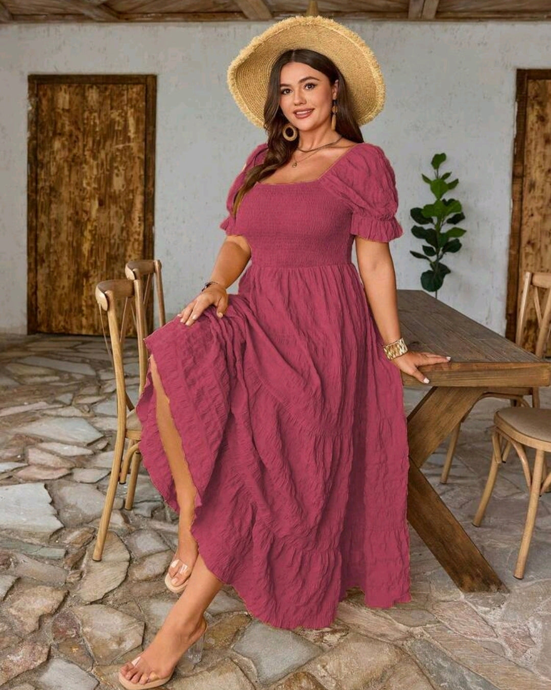 Sophie Smocked Square Neck Tiered Maxi Dress Summer Mensa