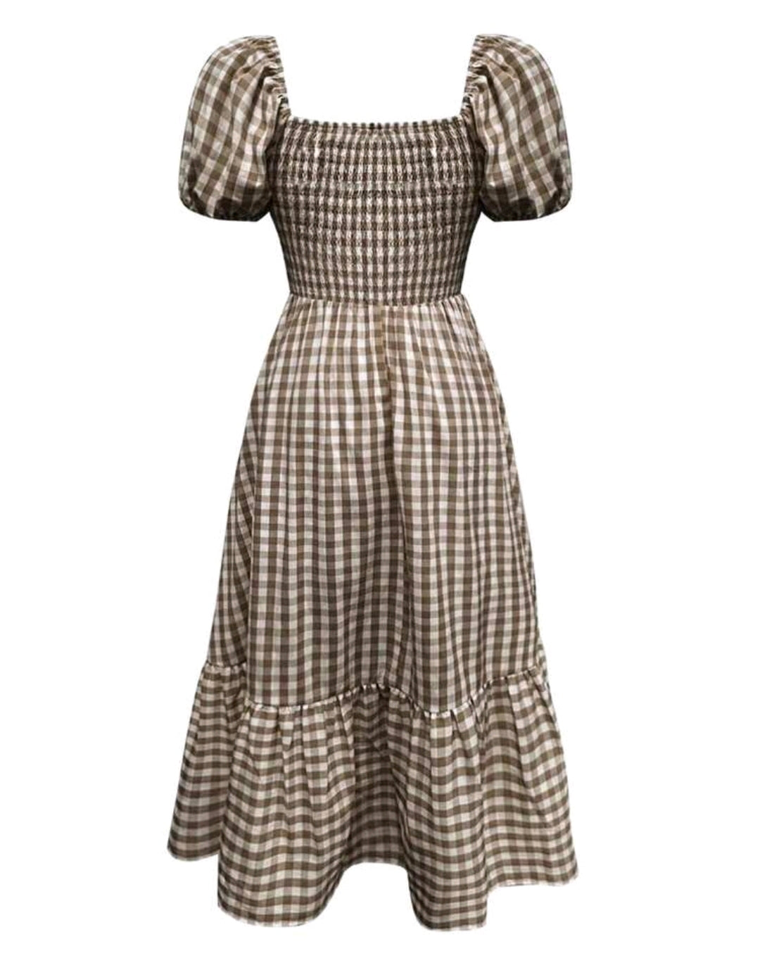 Isabella Gingham Square Neck Puff Sleeve Maxi Dress Summer Mensa