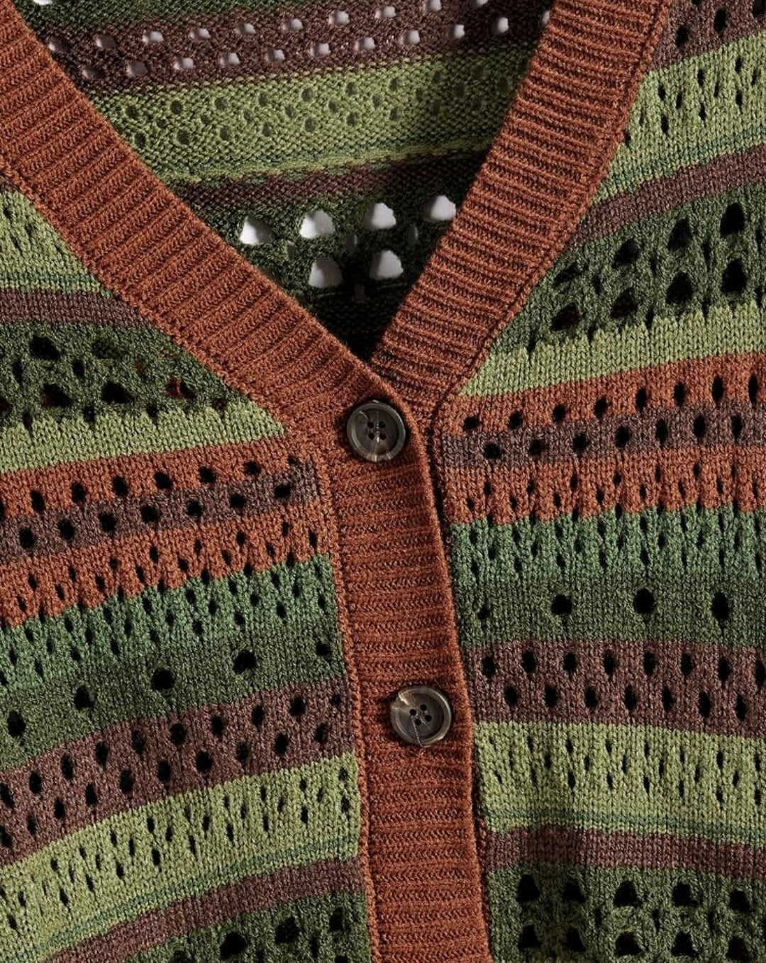 Open Knit Striped Crop Cardigan Mensa