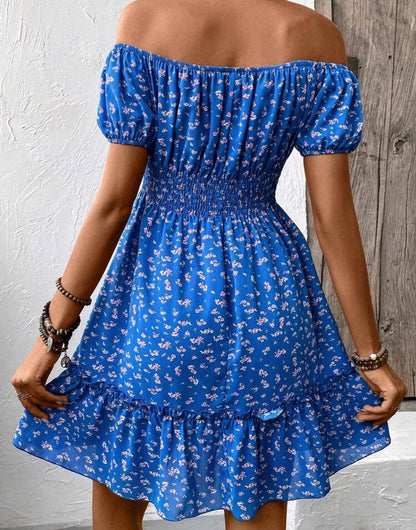 Ava Floral Off Shoulder Smocked Mini Dress Summer Mensa