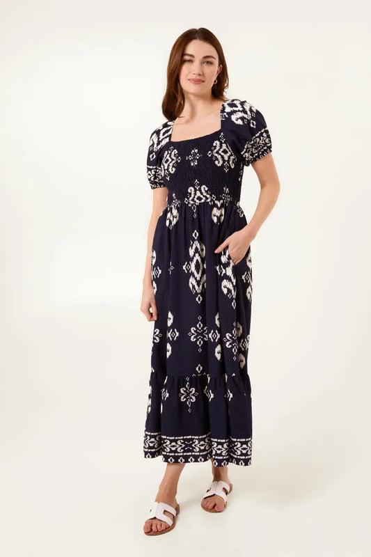Navy Ikat Romance Dress Mensa