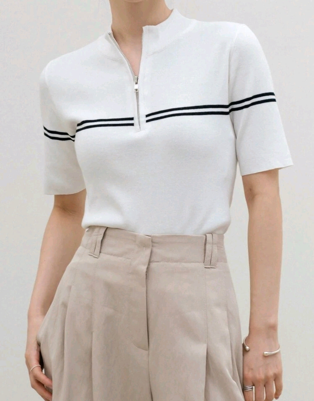 Mira Mock Neck Half Zip Knit Top Mensa