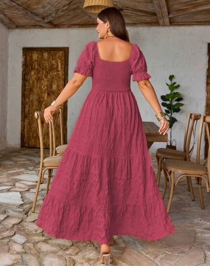 Sophie Smocked Square Neck Tiered Maxi Dress Summer Mensa