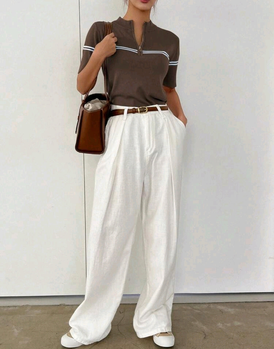 Mira Mock Neck Half Zip Knit Top Mensa