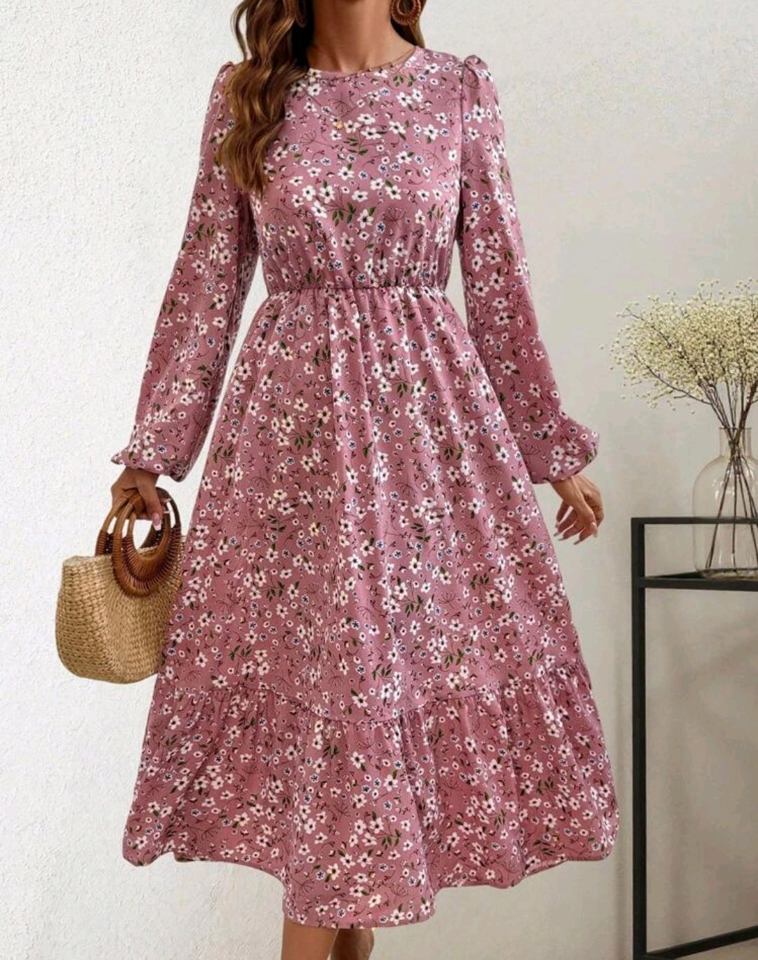 Sophia Floral Smocked Tiered Midi Dress Summer Mensa