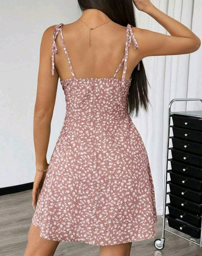 Zoe Floral Tie Strap Smocked Mini Dress Summer Mensa