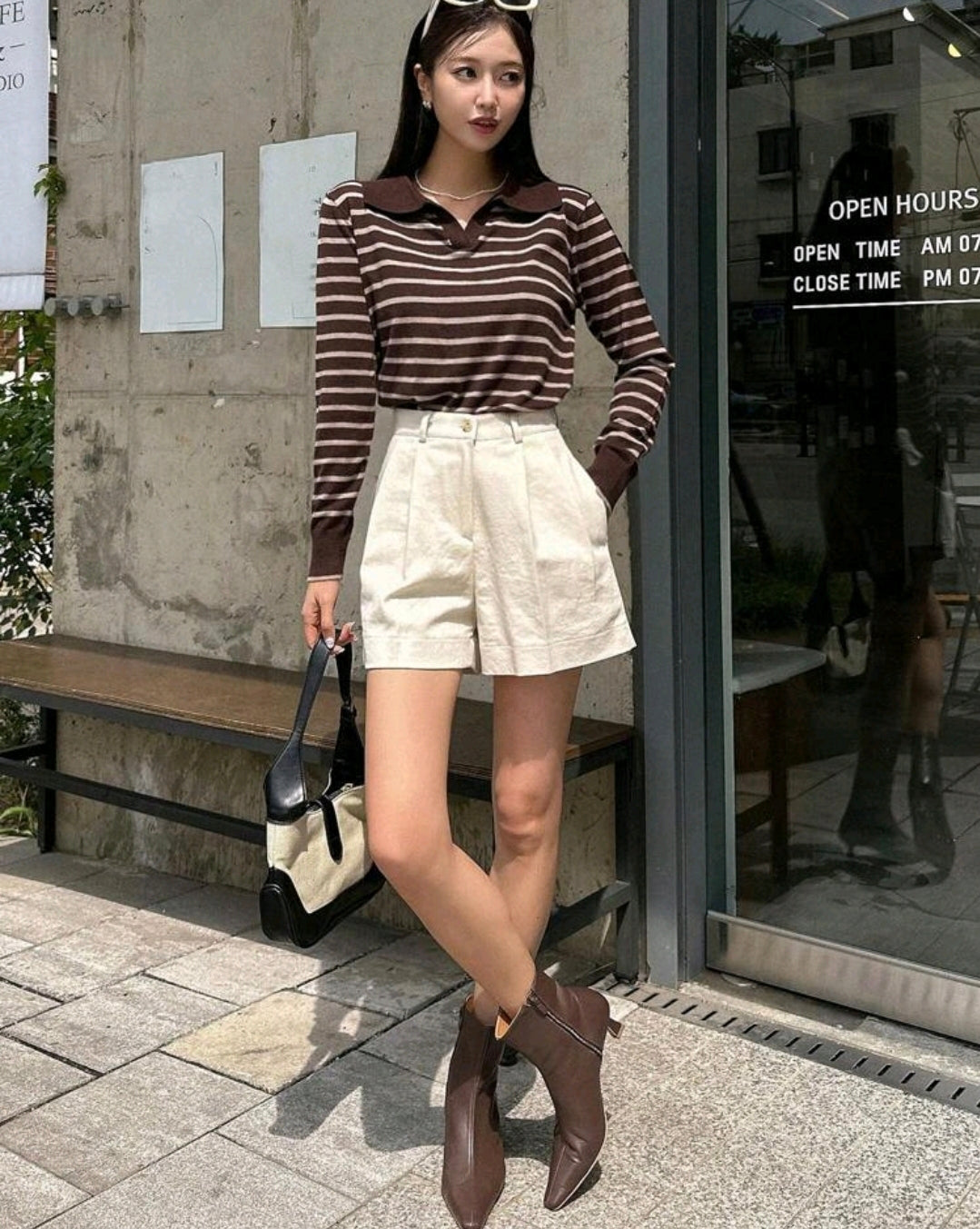Striped Knit Polo Sweater Mensa