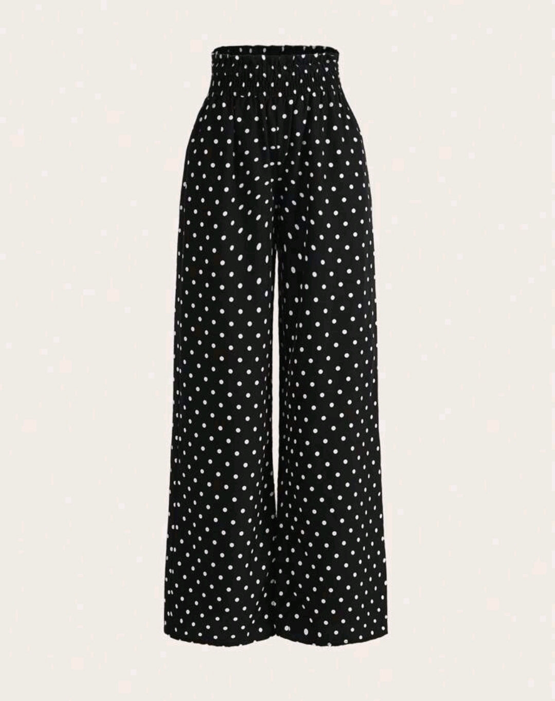 Polka Dot Smocked Wide Leg Pants Summer Mensa