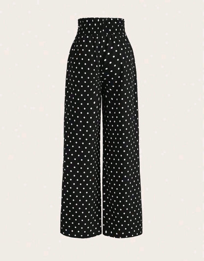 Polka Dot Smocked Wide Leg Pants Summer Mensa