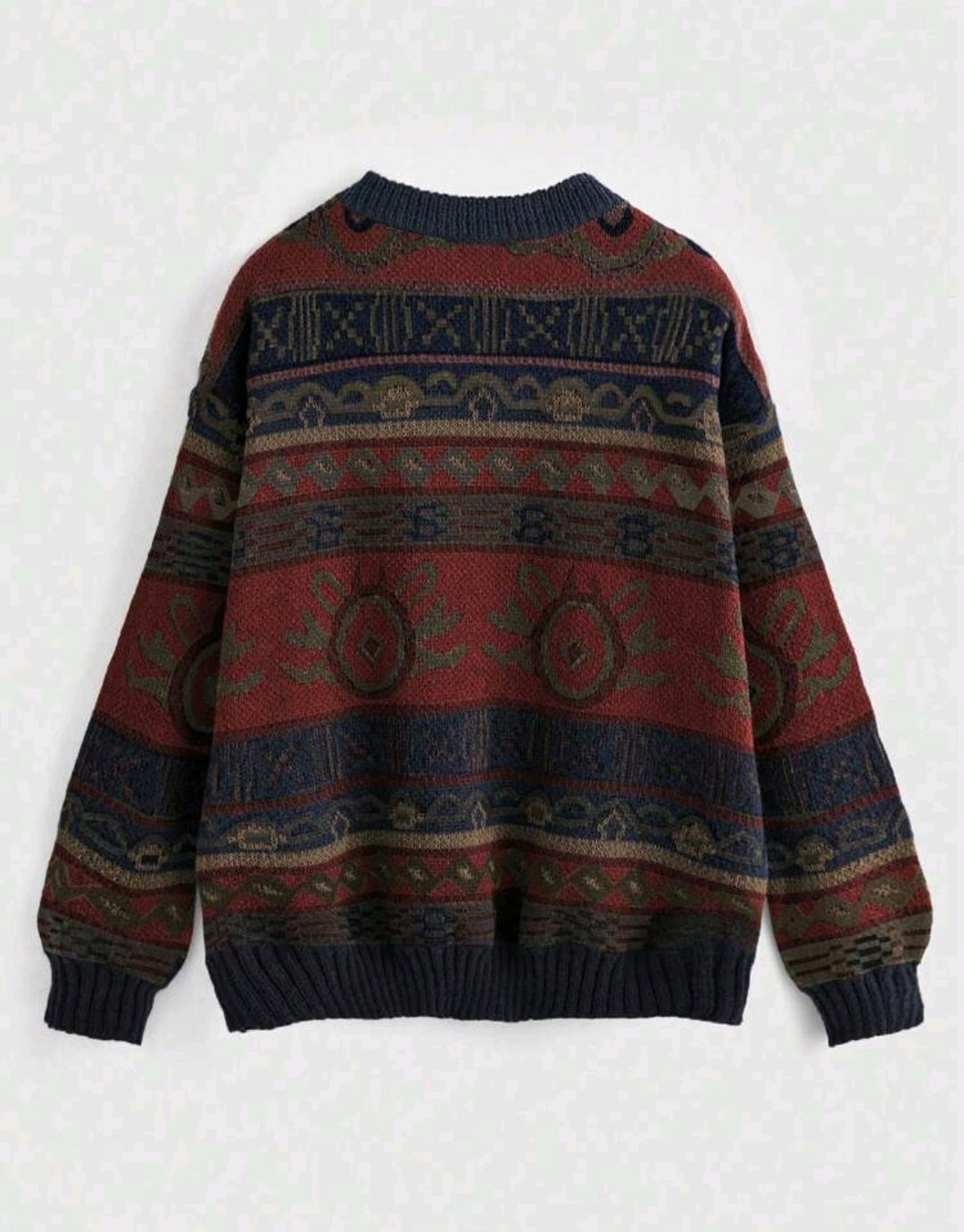 Aria Geometric Crewneck Oversized Knit Sweater Fall Mensa
