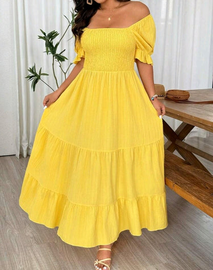 Sophie Smocked Square Neck Tiered Maxi Dress Summer Mensa