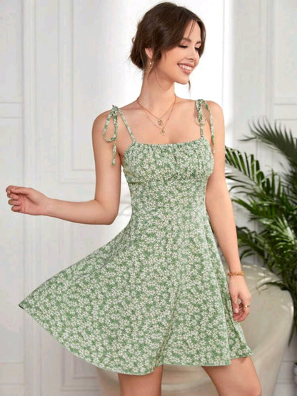 Nora Floral Tie Strap Smocked Mini Dress Summer Mensa
