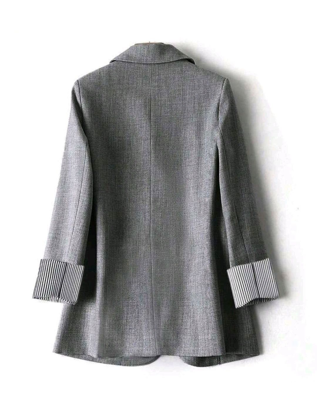 Nora Grey Single Button Blazer Striped Cuff Work Mensa
