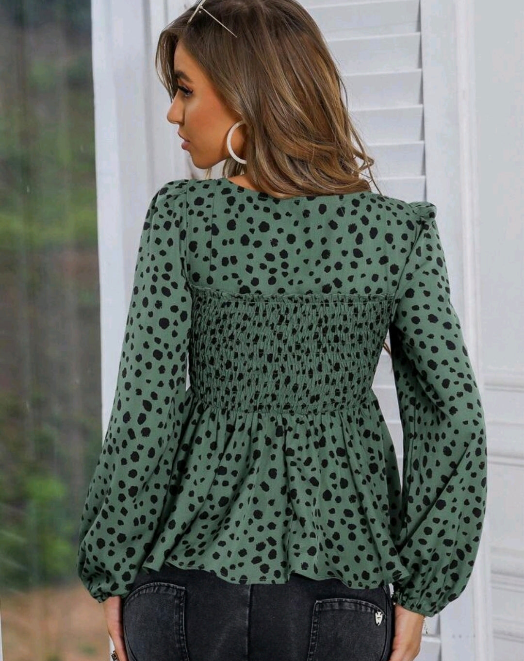 Emma Polka Dot Square Neck Peplum Top Summer Mensa