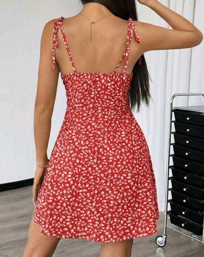 Zoe Floral Tie Strap Smocked Mini Dress Summer Mensa