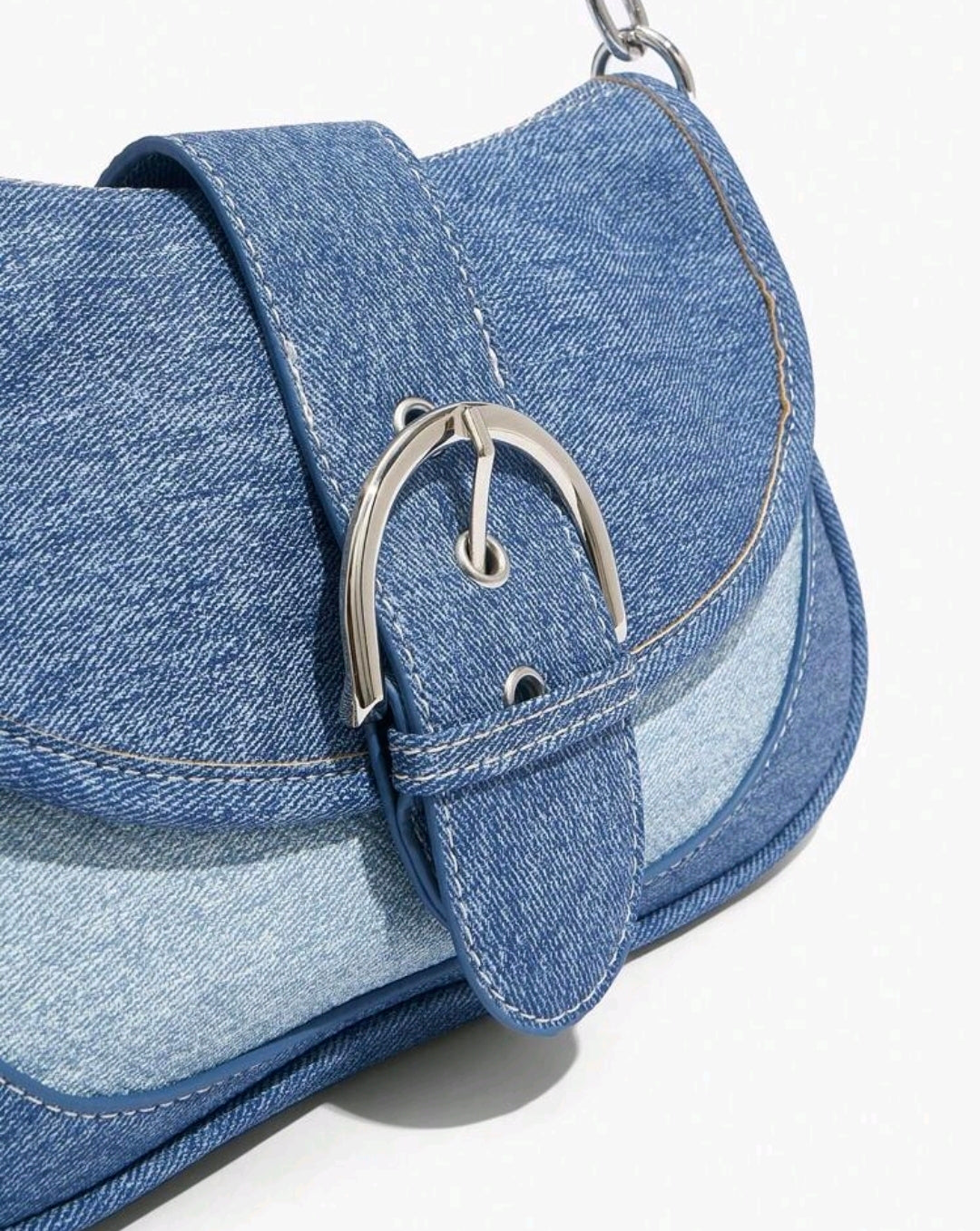 Elena Two Tone Denim Flap Shoulder Bag Mensa