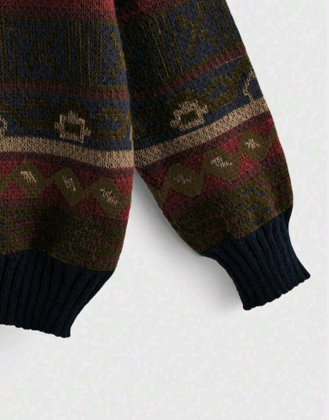 Aria Geometric Crewneck Oversized Knit Sweater Fall Mensa