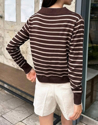 Striped Knit Polo Sweater Mensa