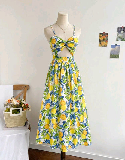 Amalfi Lemon Twist Midi Dress Mensa